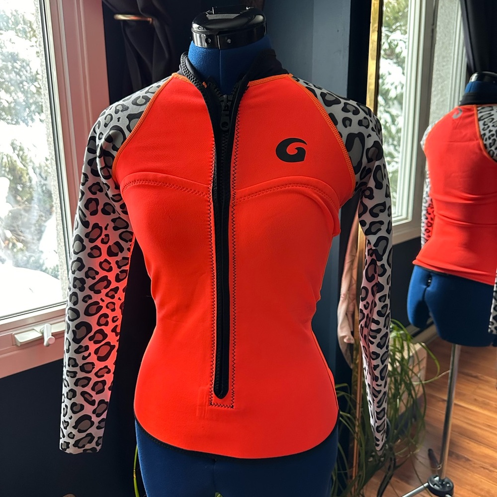 Women's Orange Leopard Sleeve Swim Coverup
